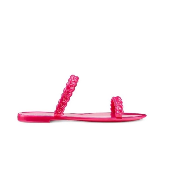 Stuart Weitzman $125 Braida Sawyer Jelly Orchid Pink Flat Sandals 6 36.5 BNIB! - Picture 9 of 14